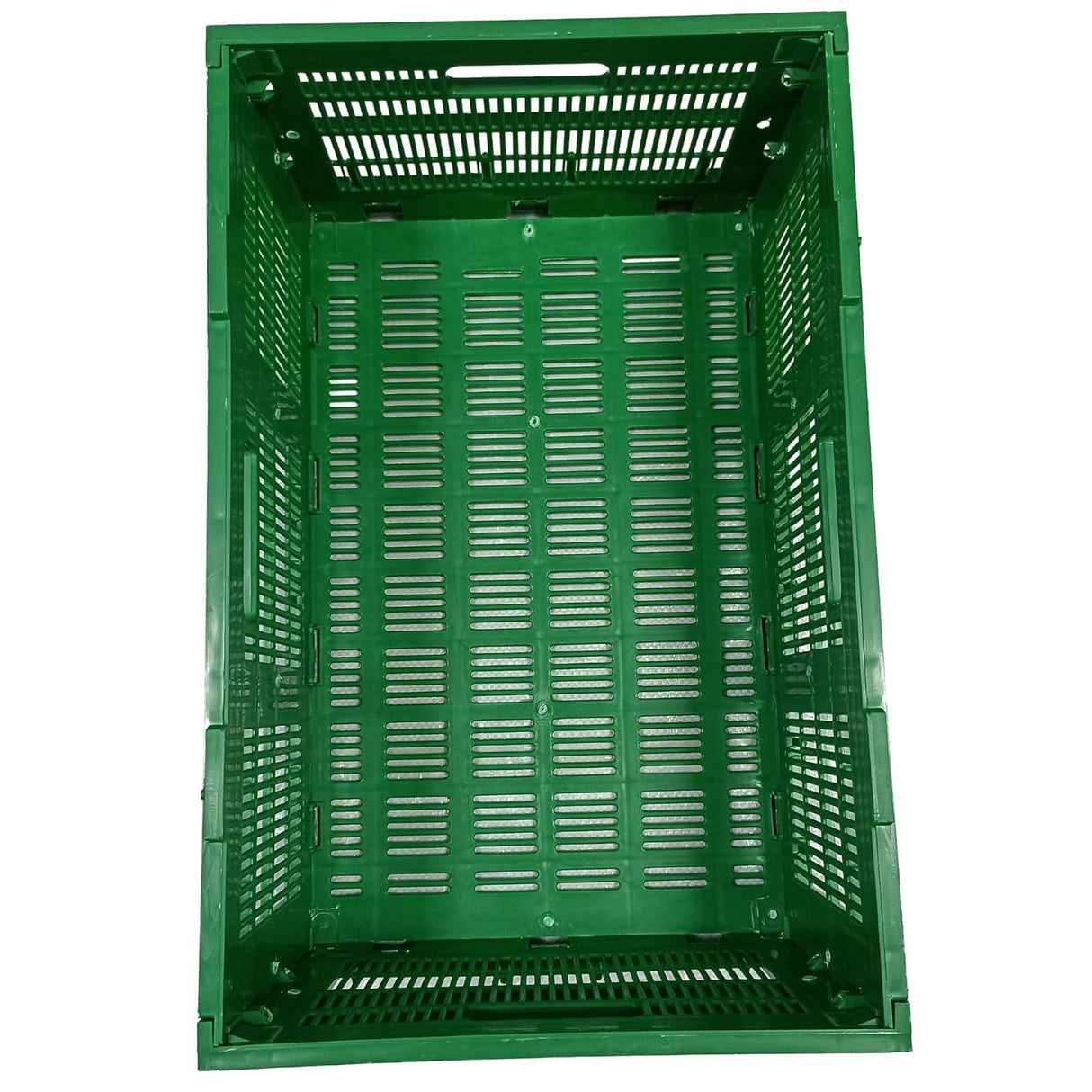 SINGHAL Pack of 2 Stackable Storage Crates - Foldable Plastic Baskets, Multipurpose, 500x325x200 mm, Green - Singhal Mart