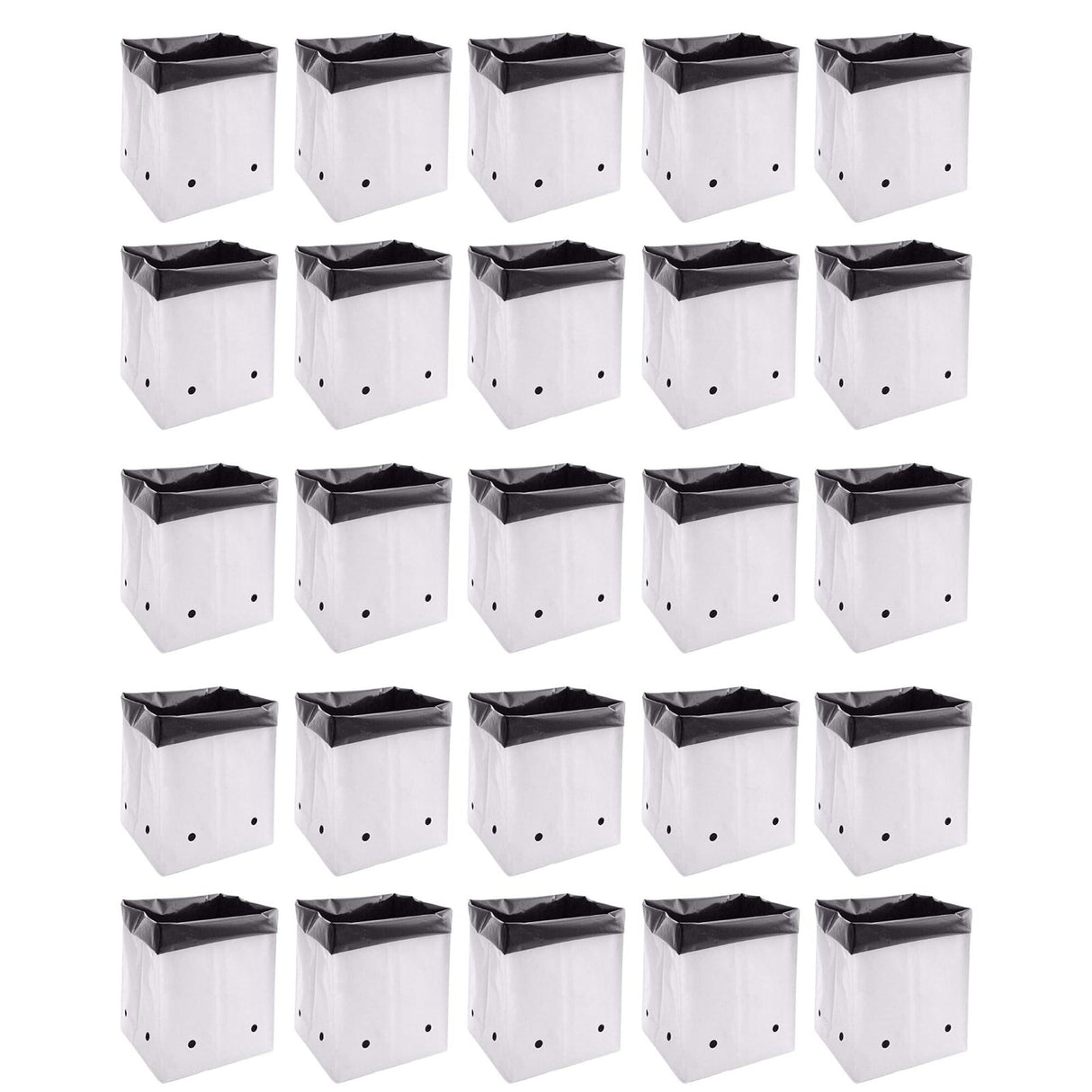 SINGHAL Poly Grow Bags (25 pcs) - Ideal for Vegetables and Flowers, Dual Color (White Outside, Black Inside), 24x24x40 cm - Singhal Mart
