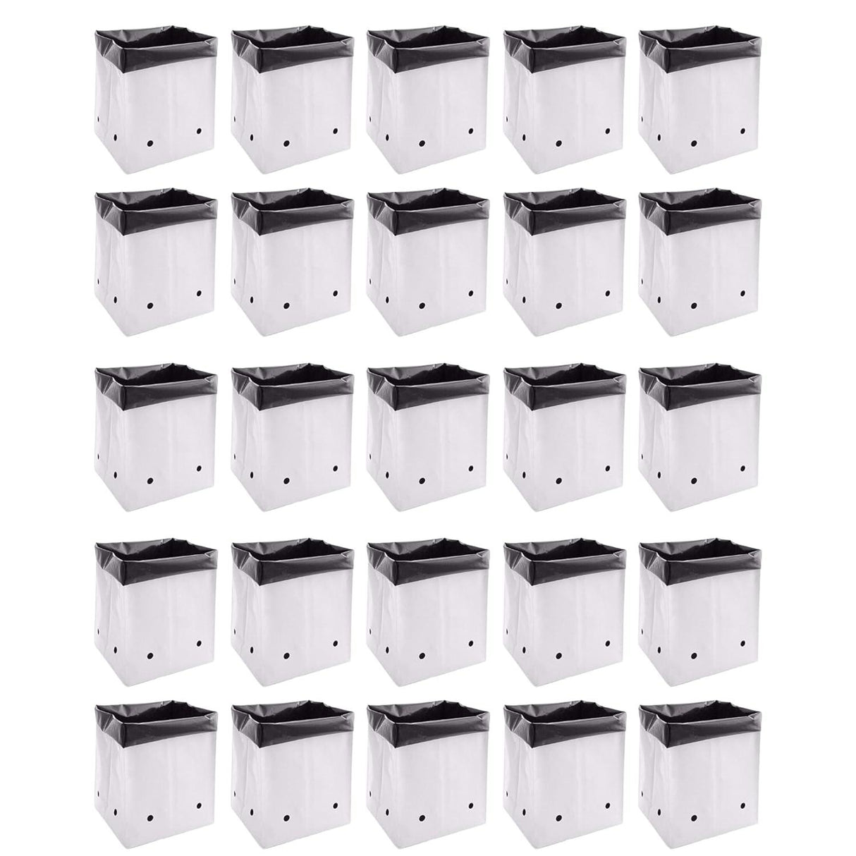 SINGHAL Poly Grow Bags (25 pcs) - Ideal for Vegetables and Flowers, Dual Color (White Outside, Black Inside), 24x24x40 cm - Singhal Mart