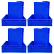 SINGHAL Set of 4 Heavy-Duty Blue Plastic Crates (40x30x12 CM) | Versatile Storage Bins for Vegetables, Fruit, and Milk | Ideal as Small Plastic Crates - Singhal Mart