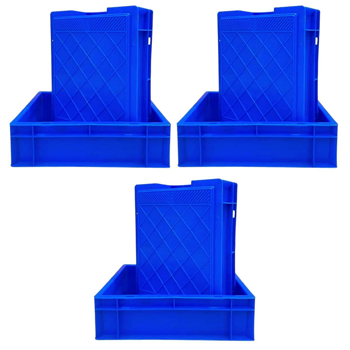 SINGHAL Set of 6 Heavy Duty Blue Plastic Crates (40x30x12 cm) | Versatile Storage Bins for Vegetables, Fruits, Milk, and More - Singhal Mart
