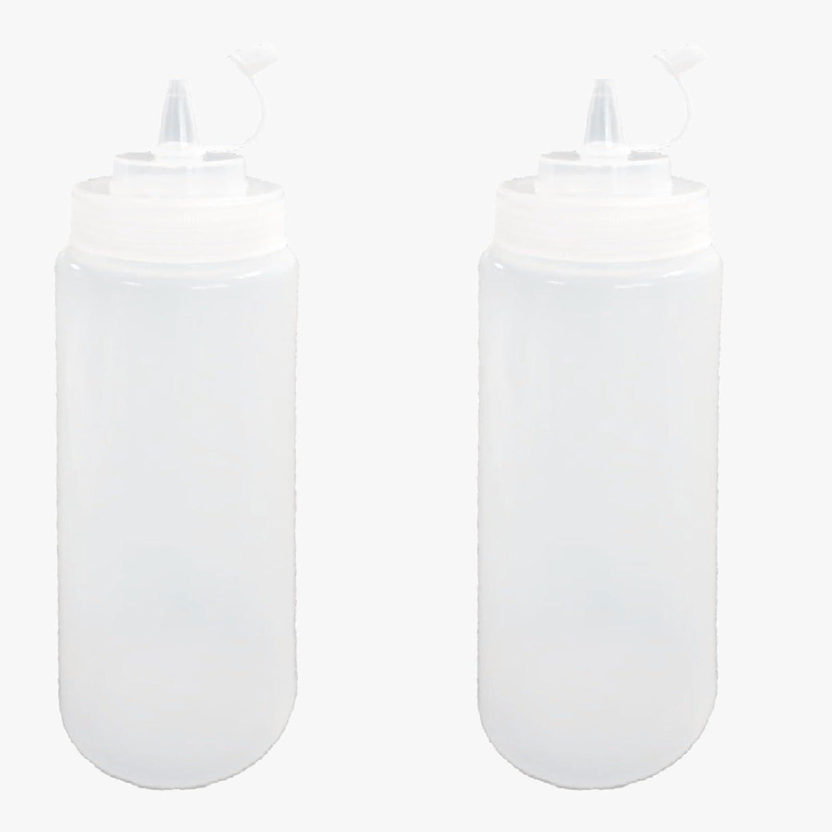 Set of 2 plastic squeeze bottles with caps, perfect for ketchup, mustard, or sauces. Each 150 ML bottle offers easy dispensing and convenient storage - Singhal Mart