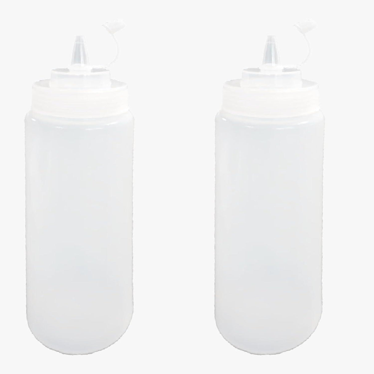 Set of 2 plastic squeeze bottles with caps, perfect for ketchup, mustard, or sauces. Each 150 ML bottle offers easy dispensing and convenient storage - Singhal Mart