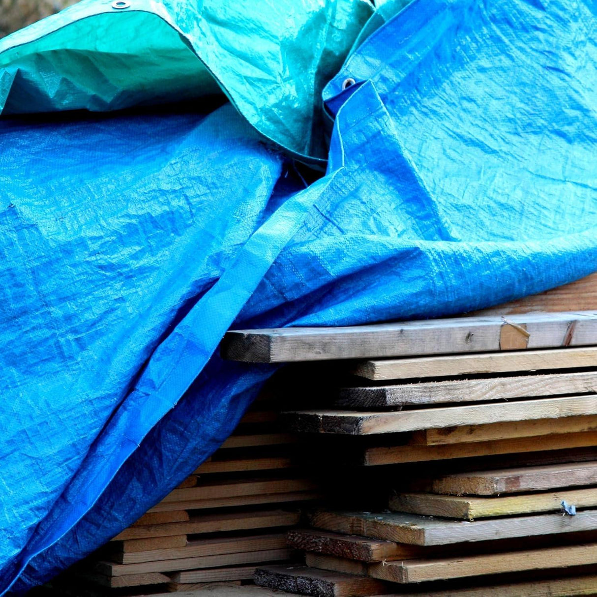 Singhal 12x15 ft Tarpaulin Sheet, 170 GSM HDPE, Waterproof, UV Treated, Heavy Duty Blue Tarpaulin with Strong Aluminum Eyelets at Every Corner - Singhal Mart