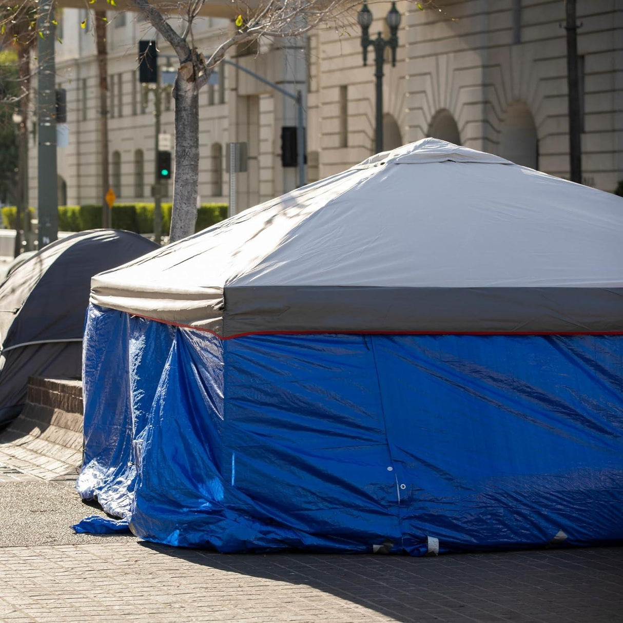 Singhal 12x15 ft Tarpaulin Sheet, 170 GSM HDPE, Waterproof, UV Treated, Heavy Duty Blue Tarpaulin with Strong Aluminum Eyelets at Every Corner - Singhal Mart