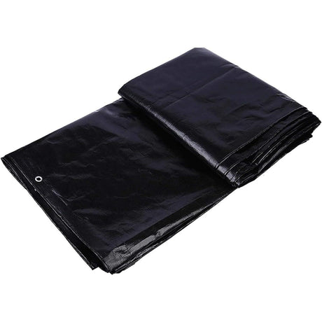 Singhal 18x24 ft Tarpaulin Sheet, 170 GSM HDPE, Waterproof & UV Treated, Heavy Duty Black Tarpaulin with Strong Aluminum Eyelets at Each Corner - Singhal Mart