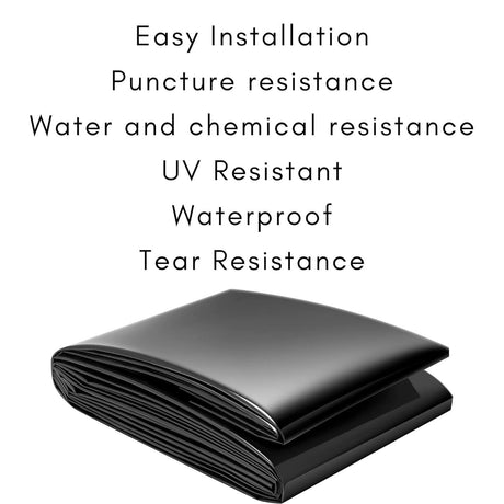 Singhal 200 Micron HDPE Pond Liner 2.1ft x 20ft, Heavy Duty Black Geomembrane for Small Garden Ponds. - Singhal Mart