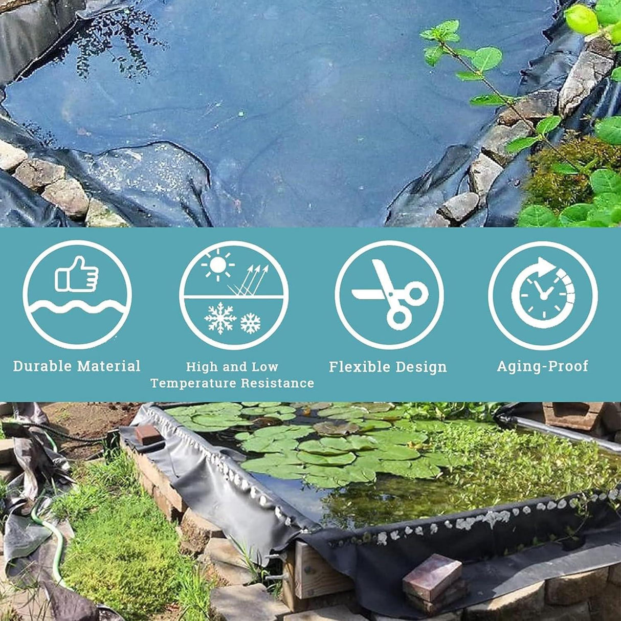 Singhal 250 Micron HDPE Pond Liner Sheet Geomembrane Sheet 4.23ft x 20ft, Heavy Duty Small Garden Backyard Waterfall Lilly Ponds Lining Fabric (Black) - Singhal Mart