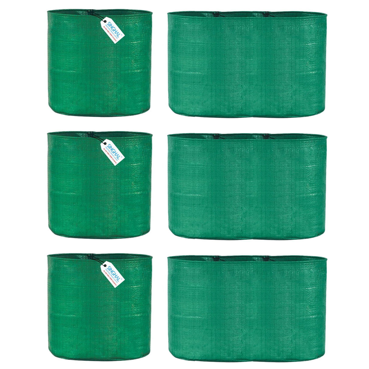 Singhal HDPE UV-Protected Round Plant Grow Bags Combo - 12x12 and 24x9 Inches (Set of 6 Bags, 3 of Each Size) for Terrace and Vegetable Gardening - Singhal Mart