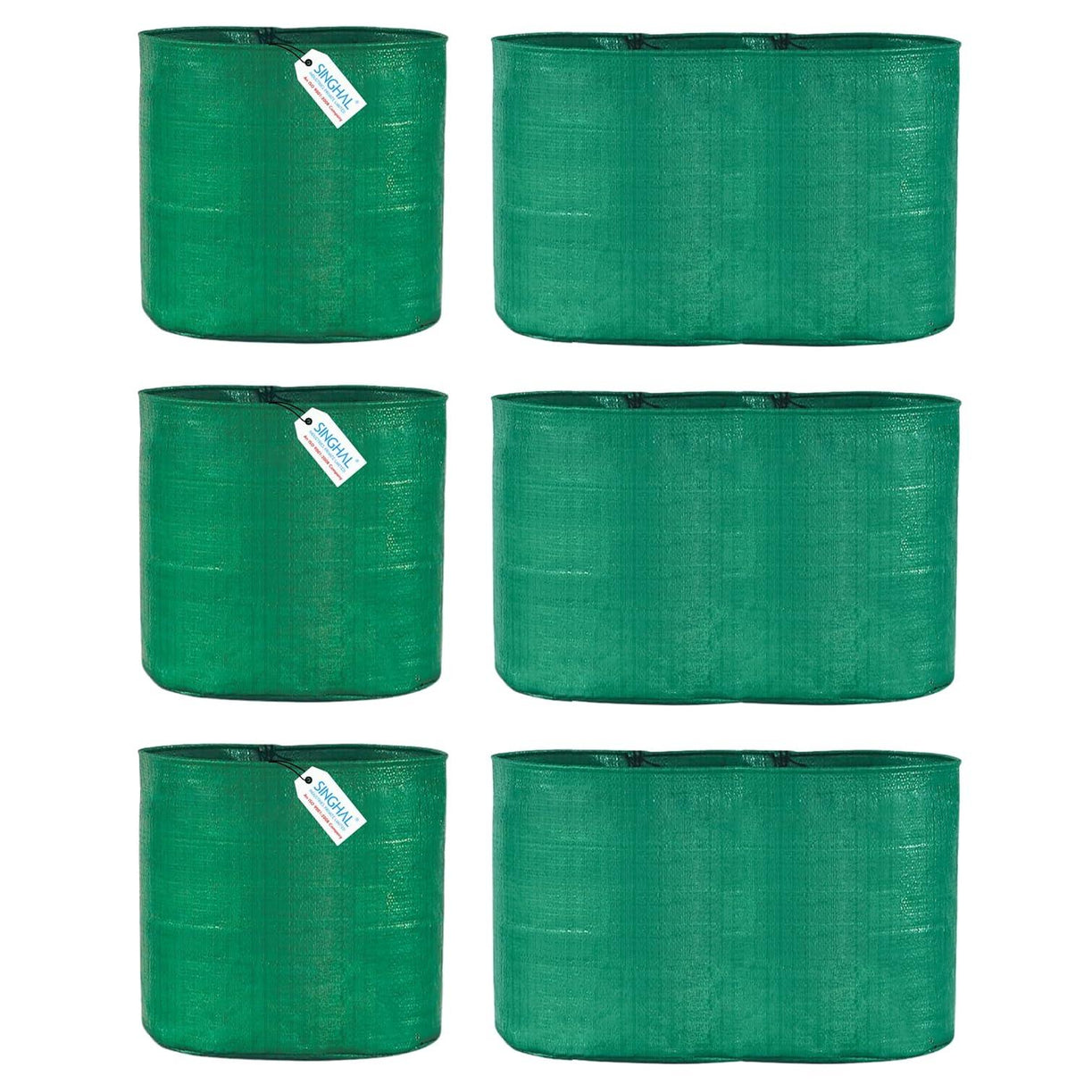 Singhal HDPE UV-Protected Round Plant Grow Bags Combo - 12x12 and 24x9 Inches (Set of 6 Bags, 3 of Each Size) for Terrace and Vegetable Gardening - Singhal Mart