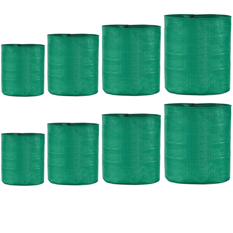 Singhal HDPE UV-Protected Round Plant Grow Bags Combo, 12x12, 12x15, 15x15, 15x18 Inches - Set of 8 Bags (2 Bags Each Size) for Terrace and Vegetable Gardening - Singhal Mart