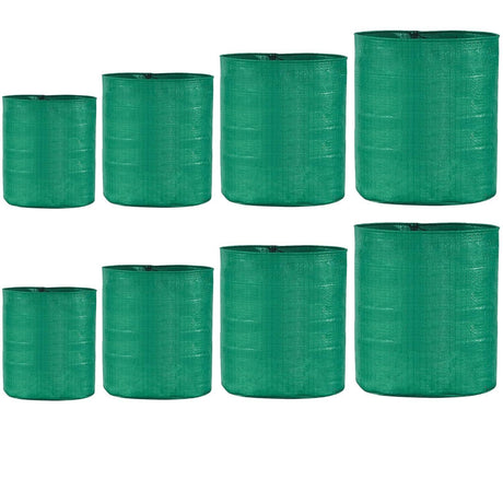 Singhal HDPE UV-Protected Round Plant Grow Bags Combo, 12x12, 12x15, 15x15, 15x18 Inches - Set of 8 Bags (2 Bags Each Size) for Terrace and Vegetable Gardening - Singhal Mart