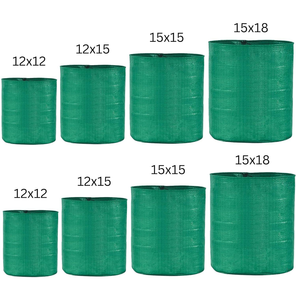 Singhal HDPE UV-Protected Round Plant Grow Bags Combo, 12x12, 12x15, 15x15, 15x18 Inches - Set of 8 Bags (2 Bags Each Size) for Terrace and Vegetable Gardening - Singhal Mart