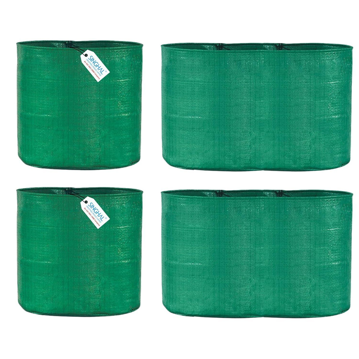 Singhal HDPE UV-Protected Round Plant Grow Bags Combo, 12x12 and 24x9 Inch - Set of 4 Bags (2 Bags Each Size) for Terrace and Vegetable Gardening - Singhal Mart