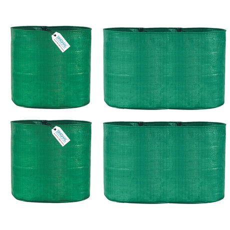 Singhal HDPE UV-Protected Round Plant Grow Bags Combo, 12x12 and 24x9 Inch - Set of 4 Bags (2 Bags Each Size) for Terrace and Vegetable Gardening - Singhal Mart