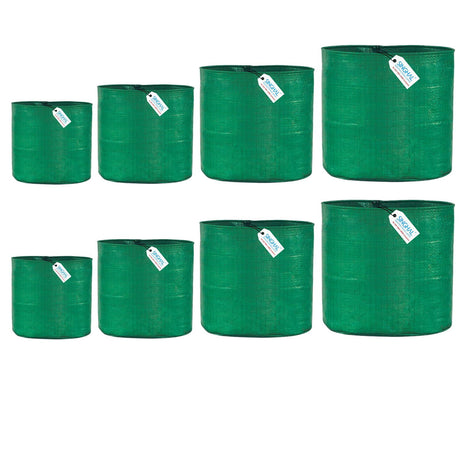 Singhal HDPE UV-Protected Round Plant Grow Bags Set – 2 Bags Each of 9x9, 9x12, 12x12, and 12x15 Inches (Total of 8 Bags) for Terrace and Vegetable Gardening - Singhal Mart