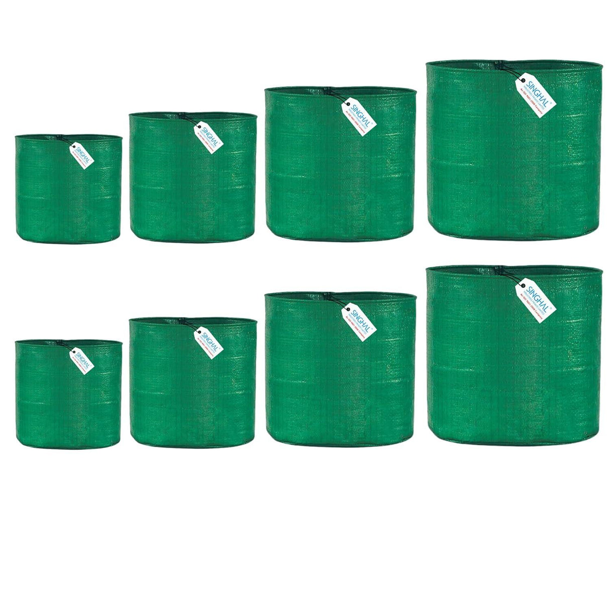 Singhal HDPE UV-Protected Round Plant Grow Bags Set – 2 Bags Each of 9x9, 9x12, 12x12, and 12x15 Inches (Total of 8 Bags) for Terrace and Vegetable Gardening - Singhal Mart