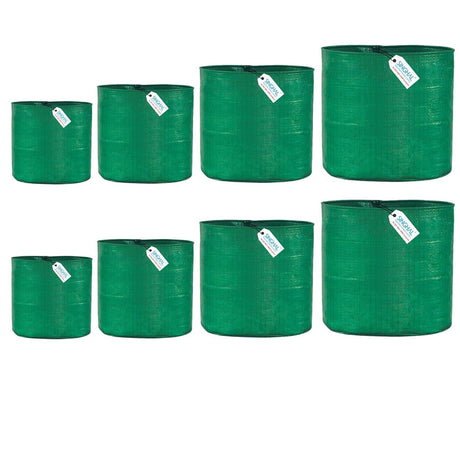 Singhal HDPE UV-Protected Round Plant Grow Bags Set – 2 Bags Each of 9x9, 9x12, 12x12, and 12x15 Inches (Total of 8 Bags) for Terrace and Vegetable Gardening - Singhal Mart