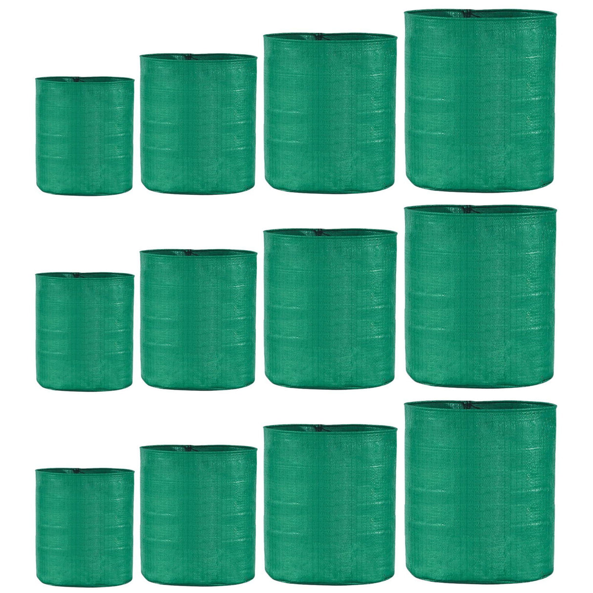 Singhal HDPE UV-Resistant Round Plant Grow Bags Combo - 12x12, 12x15, 15x15, 15x18 Inch (Set of 12 Bags, 3 Bags Each Size) for Terrace and Vegetable Gardening - Singhal Mart