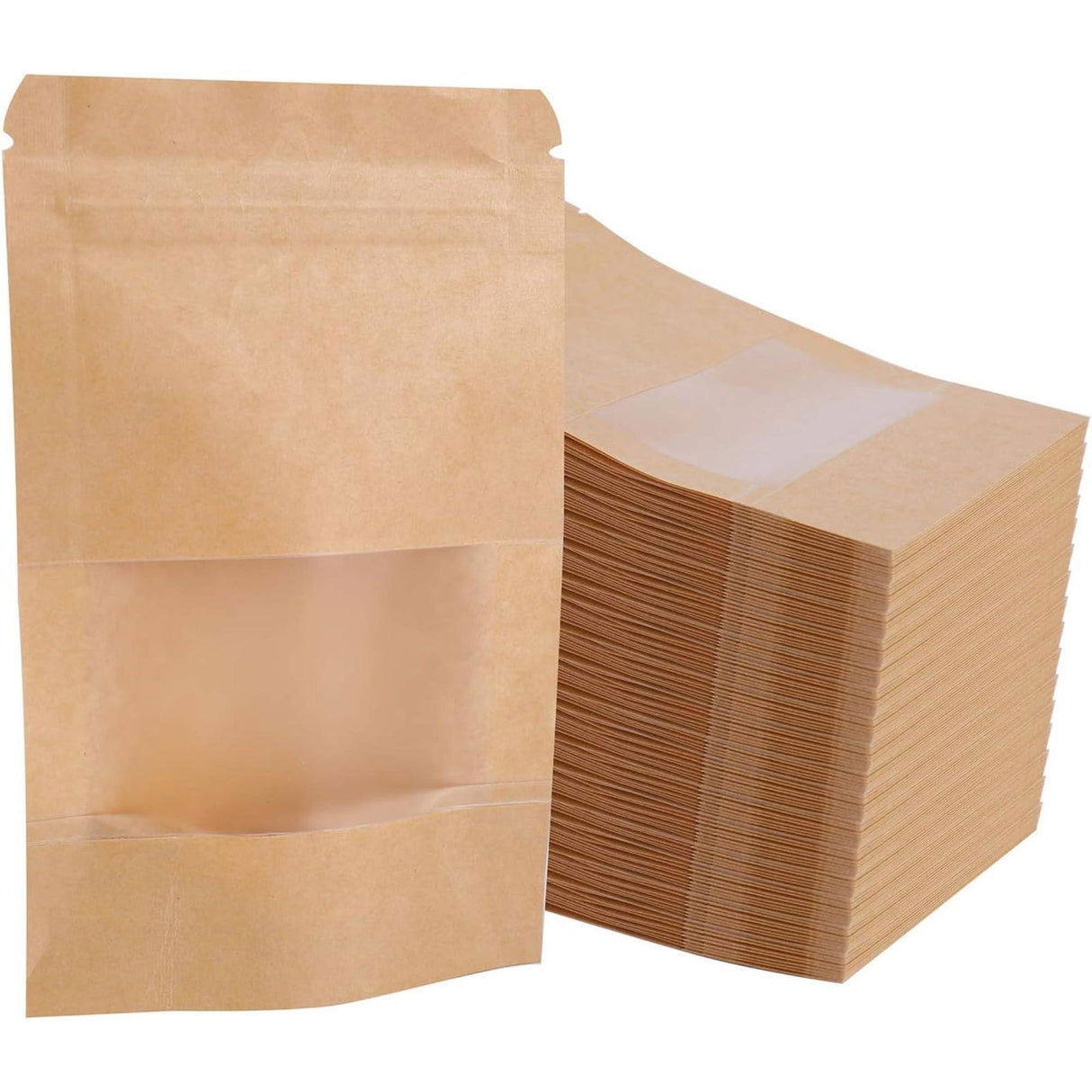 Stand-Up Zip Lock Reusable Airtight Storage Pouch, Brown, 130mm x 200mm (13x20 cm), Combo Pack of 25 – Perfect for Organizing and Storing - Singhal Mart