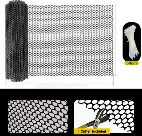 Tree Guard Net, Garden Fencing Net Virgin Plastic Black Color with 1 Cutter and 50 PVC Tag - Singhal Mart