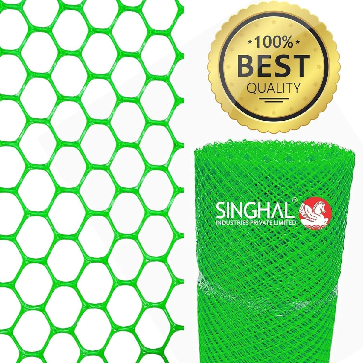 Tree Guard Net, Garden Fencing Net Virgin Plastic Green Color with 1 Cutter and 50 PVC Tag - Singhal Mart