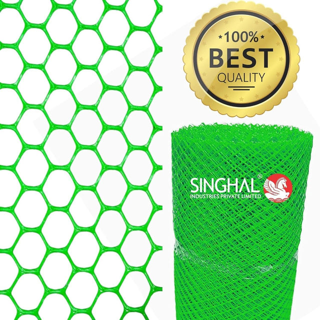 Tree Guard Net, Garden Fencing Net Virgin Plastic Green Color with 1 Cutter and 50 PVC Tag - Singhal Mart