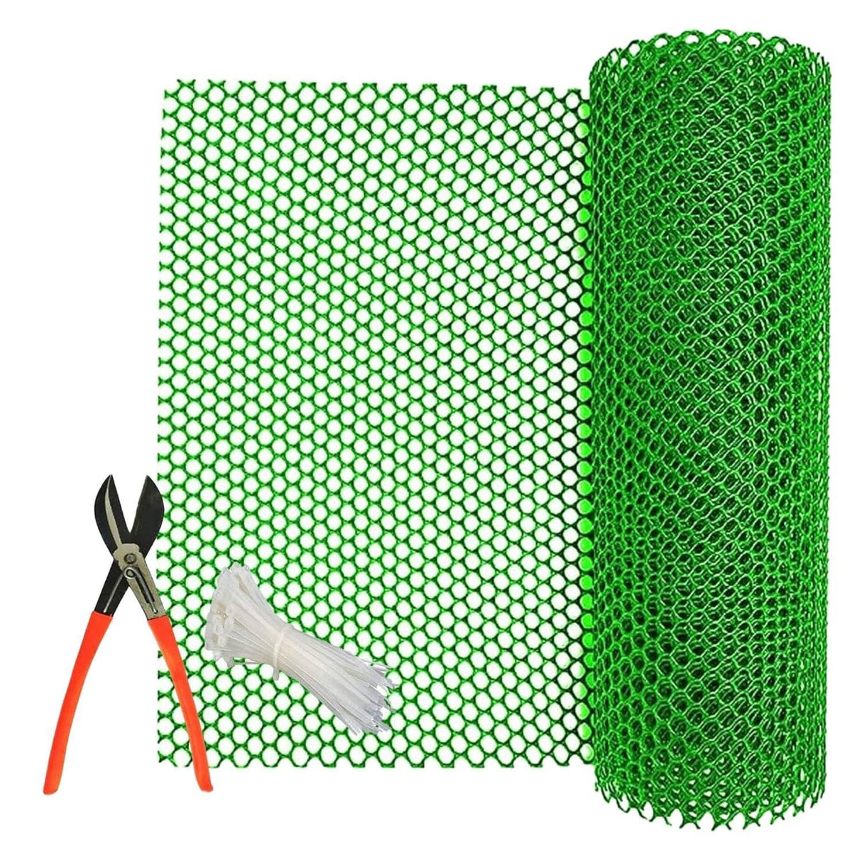 Tree Guard Net, Garden Fencing Net Virgin Plastic Green Color with 1 Cutter and 50 PVC Tag - Singhal Mart