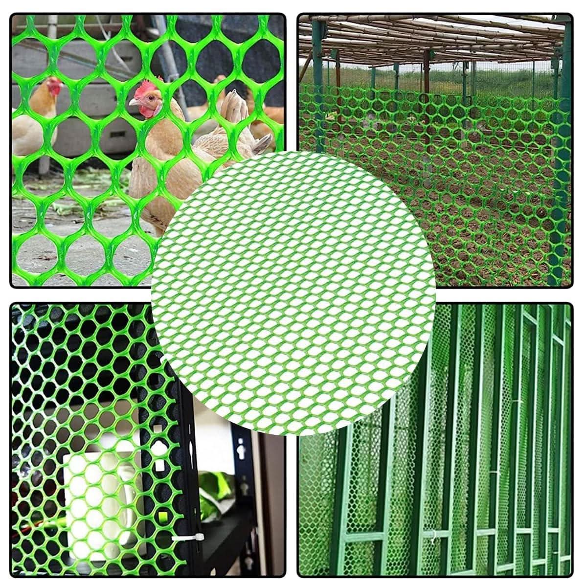 Tree Guard Net, Garden Fencing Net Virgin Plastic Green Color with 1 Cutter and 50 PVC Tag - Singhal Mart