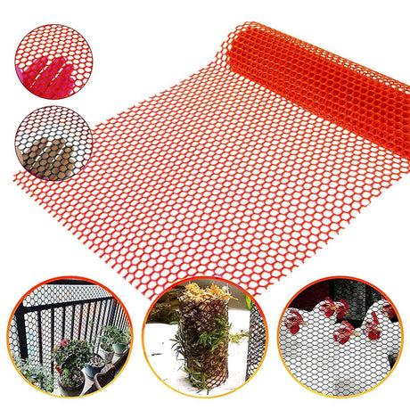 Tree Guard Net, Garden Fencing Net Virgin Plastic Red Color with 1 Cutter and 50 PVC Tag - Singhal Mart