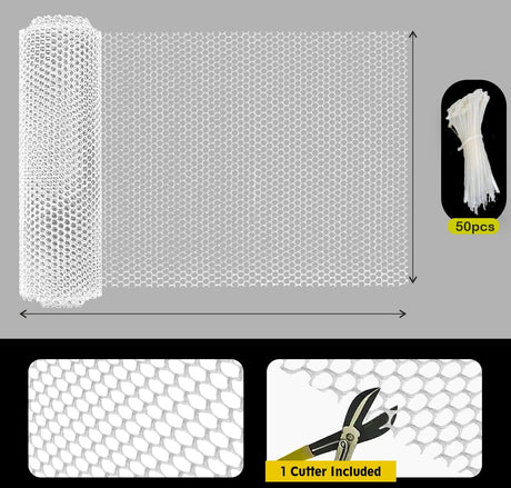 Tree Guard Net, Garden Fencing Net Virgin Plastic White Color with 1 Cutter and 50 PVC Tag - Singhal Mart