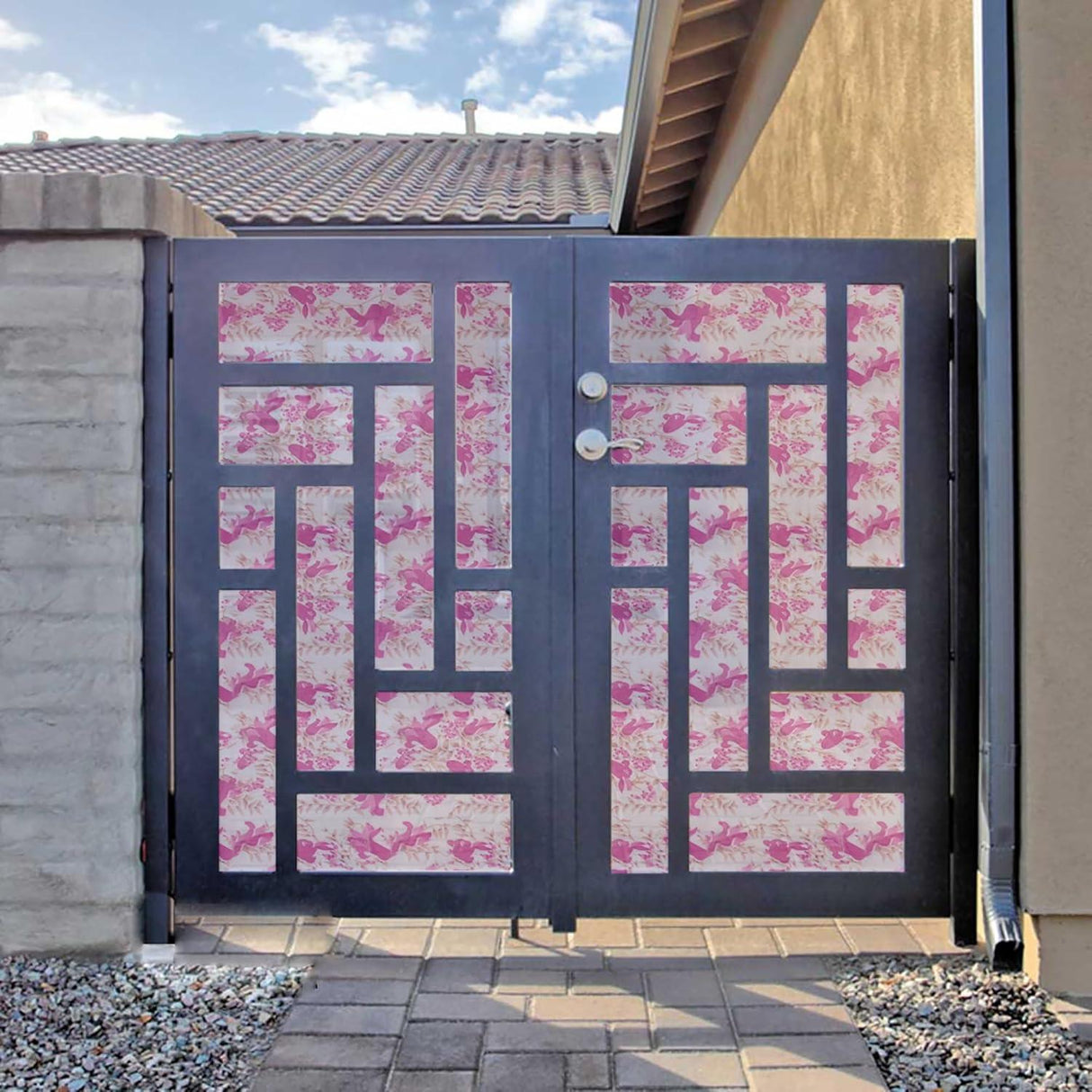 UV-Resistant Polypropylene Sheet – Pink Printed Design for Car Parking, Gates, Grills, Balconies & Privacy (3x10 Feet) – Durable & Stylish Covering - Singhal Mart