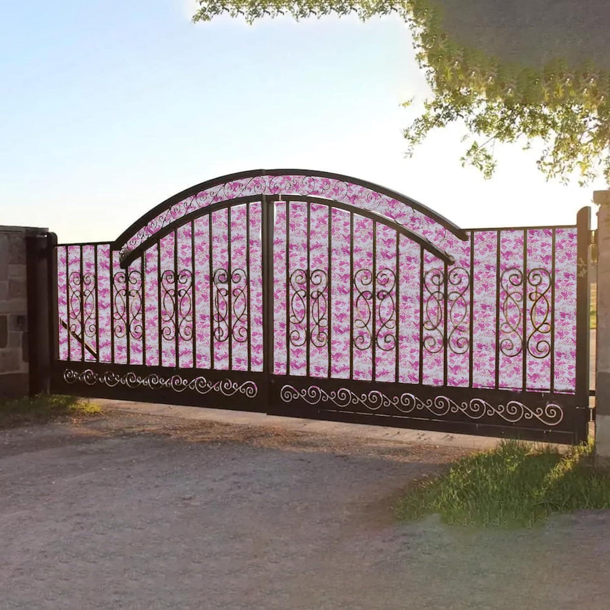 UV-Resistant Polypropylene Sheet – Pink Printed Design for Car Parking, Gates, Grills, Balconies & Privacy (3x10 Feet) – Durable & Stylish Covering - Singhal Mart