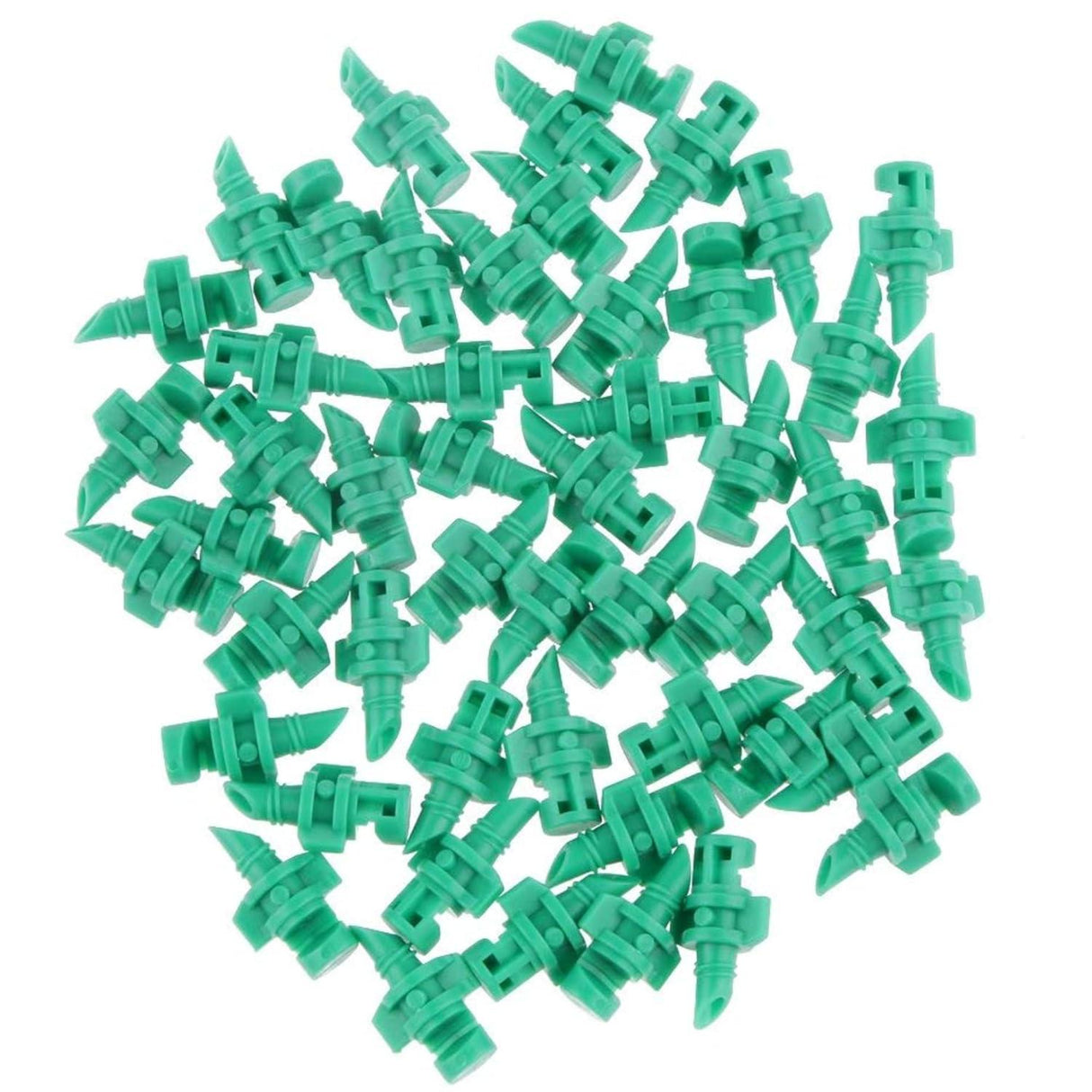 Water Spray Misting Nozzle Pack of 100 – Mini Sprinklers for Garden, Lawn Irrigation, 180 Degree Coverage, Green Plastic Drip System - Singhal Mart