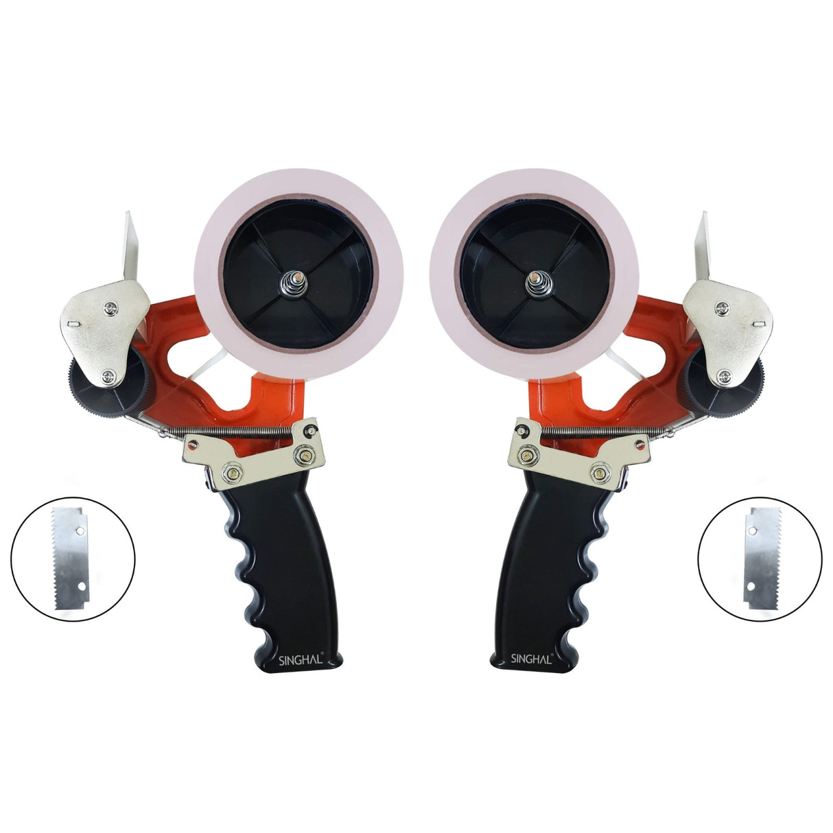 Singhal Heavy Duty Manual Hand Operated Tape Dispenser (50 mm and 2 Inch) with Stainless Steel Blade-Pack of 2