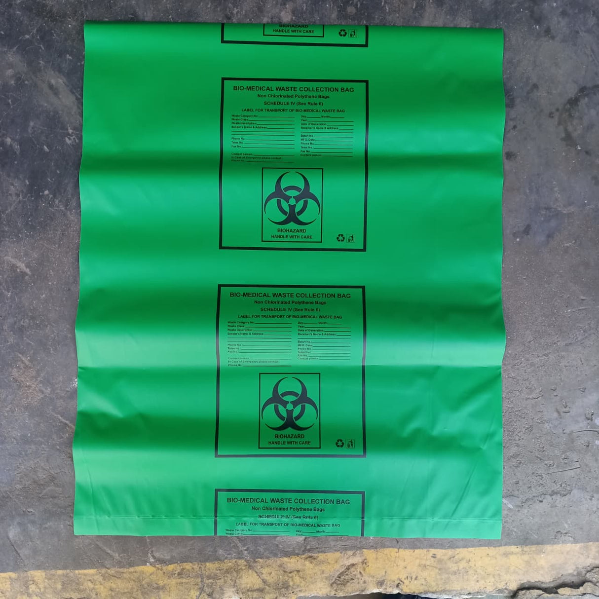 Singhal Bio Hazard/Bio-Medical Waste Bag - 24x30 Inch - 140 Micron ( Blue, Yellow, Red and Green)
