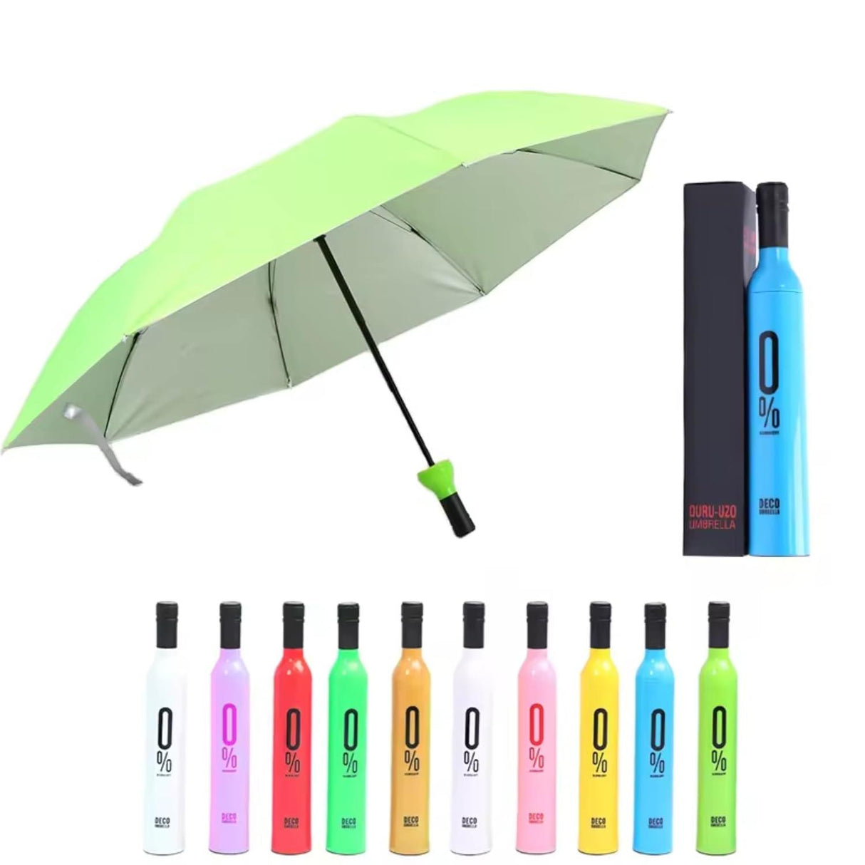 Windproof Double Layer Umbrella with Bottle Cover – UV Protection and Rain Shield | Outdoor Car Umbrella for Women, Men, and Kids (Multi-Color) - Singhal Mart