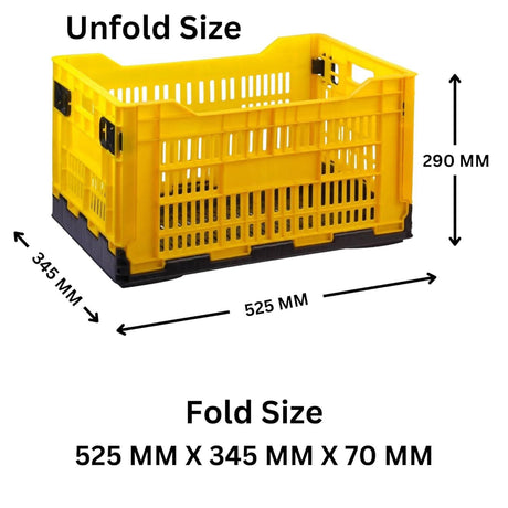 Yellow Collapsible Foldable Basket Multipurpose size 500mm x 325mm x 200mm - Singhal Mart