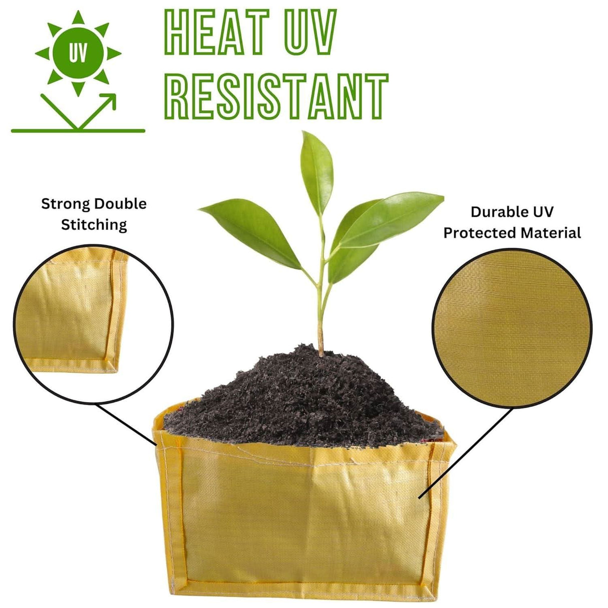 Yellow Grow Bag Rectangle 18x12x12 inch - Singhal Mart