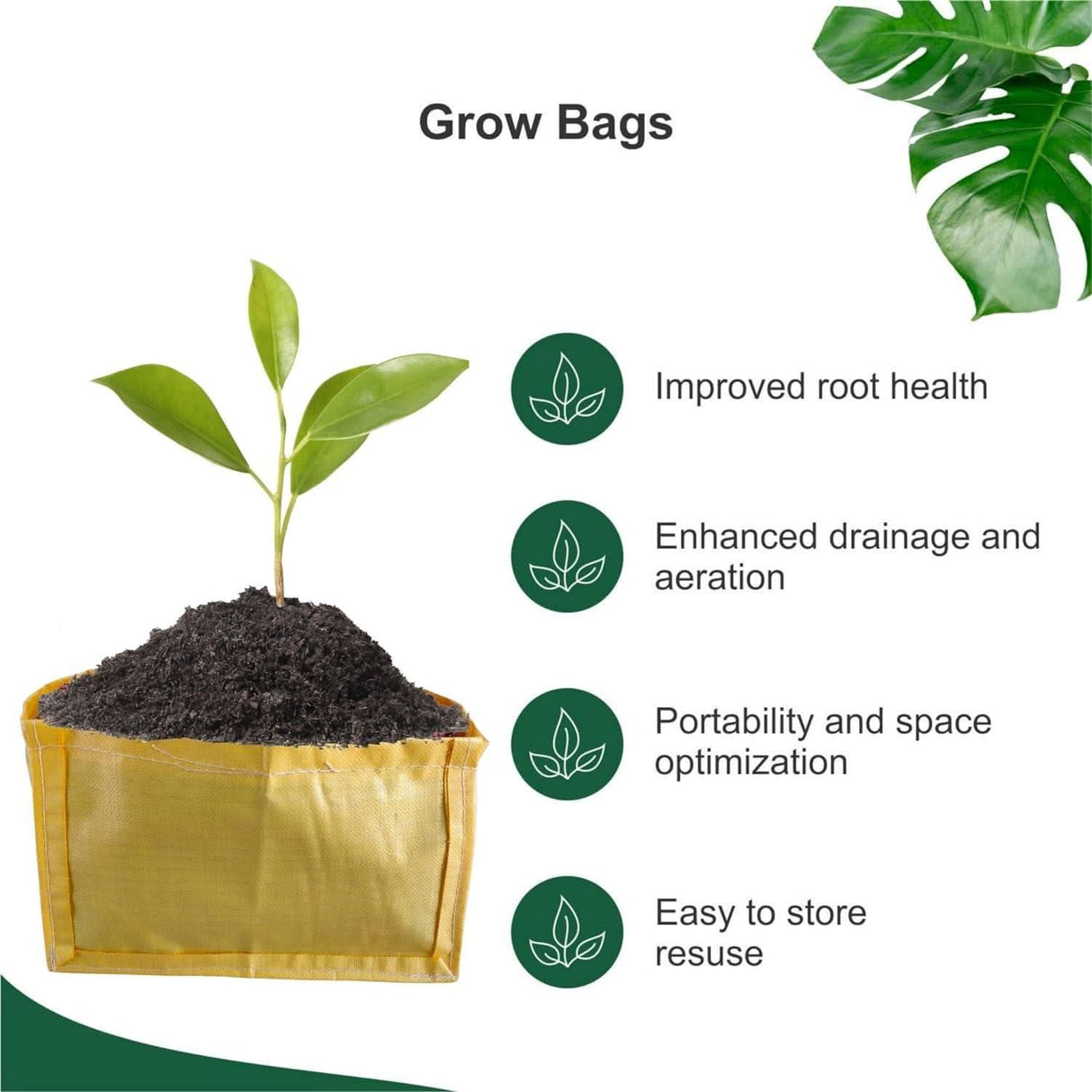 Yellow Grow Bag Rectangle 18x12x12 inch - Singhal Mart