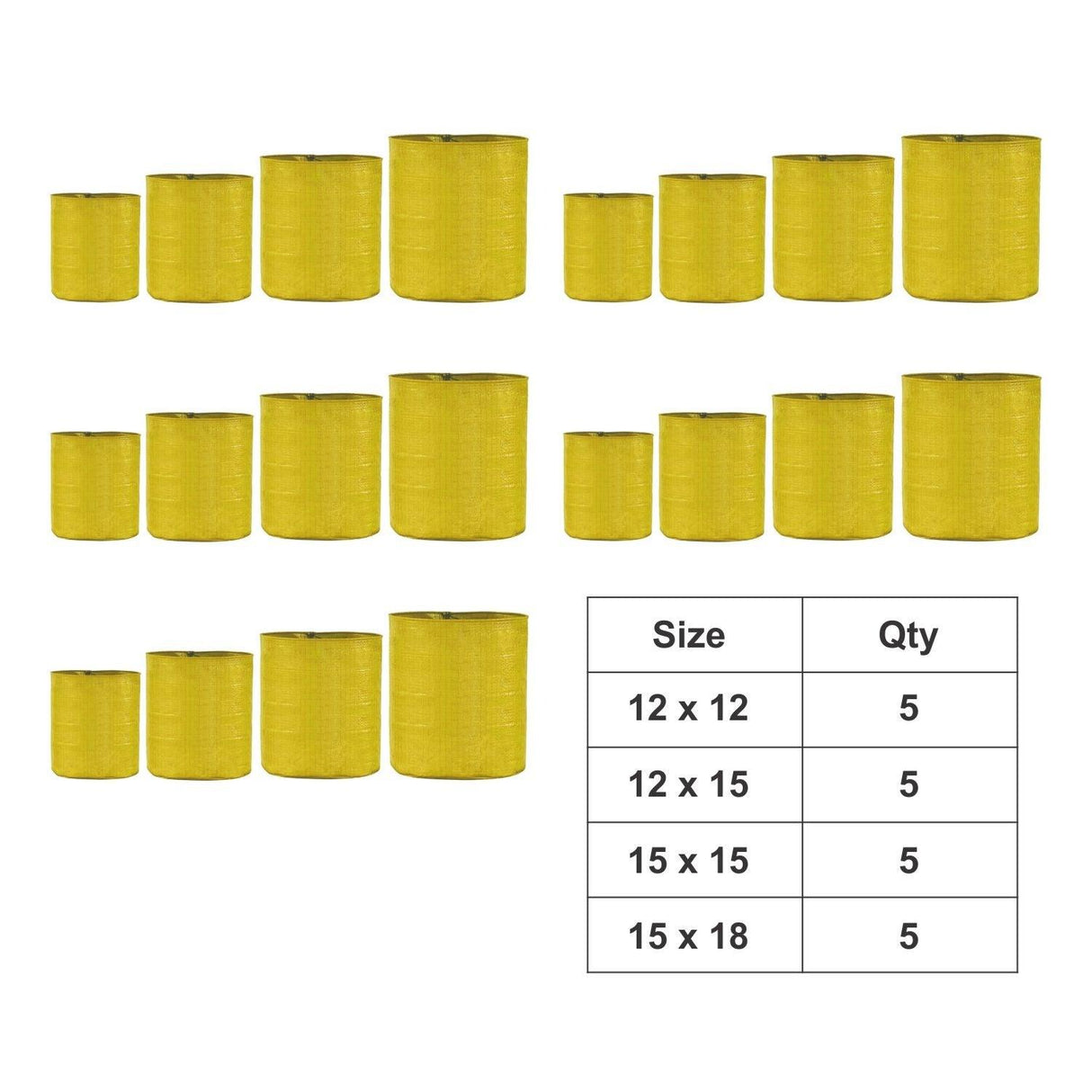 Yellow Grow Bags Size 9x9  to 24x24 Inch - Singhal Mart