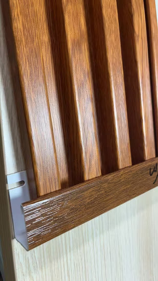 SINGHAL Soffit Panel Clip, PVC Louver Panels Fitting Accessories Connecting Strip J-Clip 10FT Length - Natural Wood, Grey Wood, Light Walnut - Ideal for Walls & Ceilings