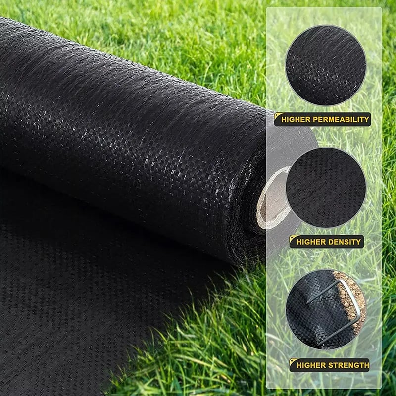 Singhal Premium Black Garden Weed Control Barrier Sheet 0.60 Meter Width (2 feet) Without Green line , Heavy-Duty Landscape Fabric, Eco-Friendly, Durable Weed Block Mat for Gardening