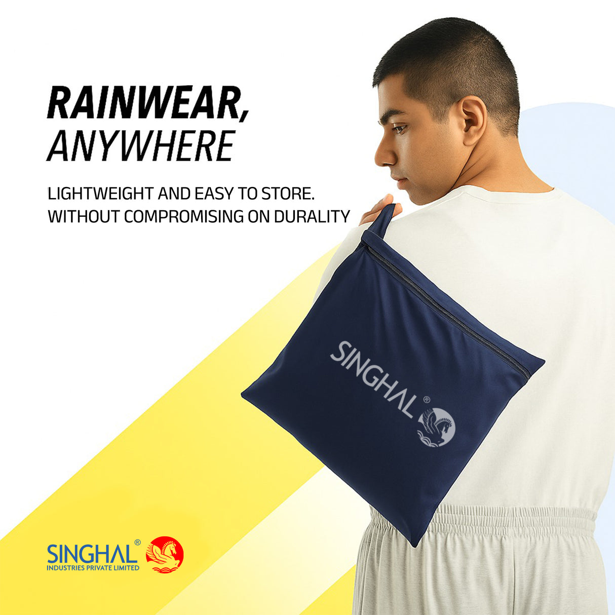 SINGHAL Men Waterproof Raincoat Set with Pants | Full Sleeves Jacket | Double Layered, Hooded | Lightweight & Breathable | Rain Coat Size: L, XL, XXL | Perfect for Monsoon