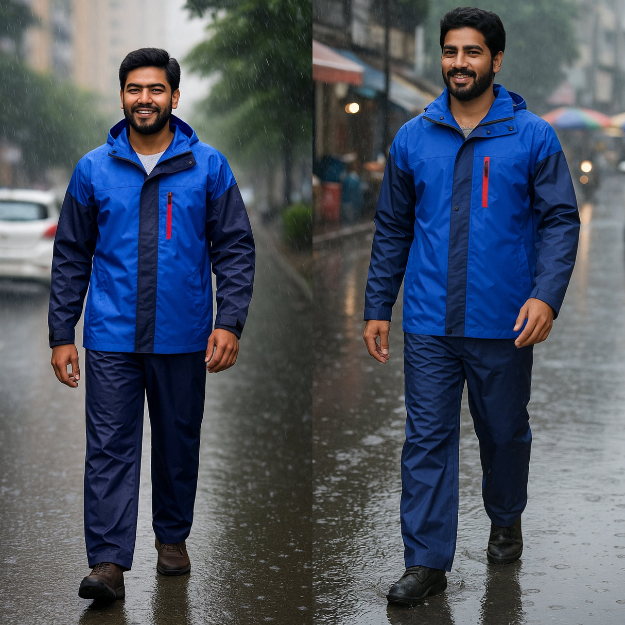 SINGHAL Men Waterproof Raincoat Set with Pants | Full Sleeves Jacket | Double Layered, Hooded | Lightweight & Breathable | Rain Coat Size: L, XL, XXL | Perfect for Monsoon