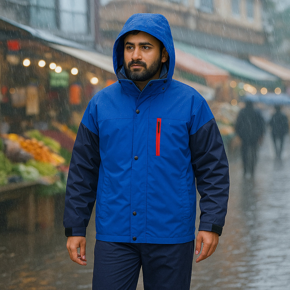 SINGHAL Men Waterproof Raincoat Set with Pants | Full Sleeves Jacket | Double Layered, Hooded | Lightweight & Breathable | Rain Coat Size: L, XL, XXL | Perfect for Monsoon