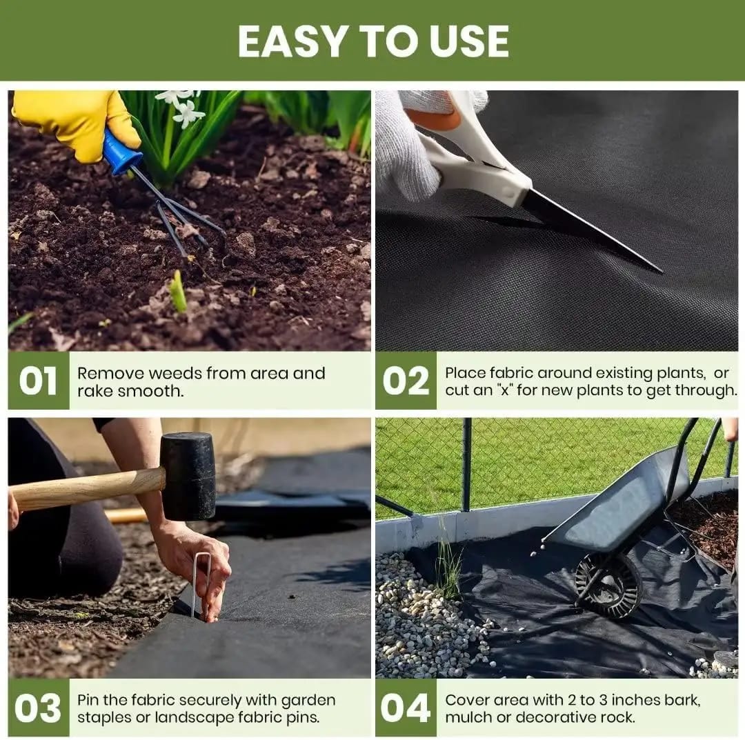 Singhal Premium Black Garden Weed Control Barrier Sheet 0.60 Meter Width (2 feet) Without Green line , Heavy-Duty Landscape Fabric, Eco-Friendly, Durable Weed Block Mat for Gardening