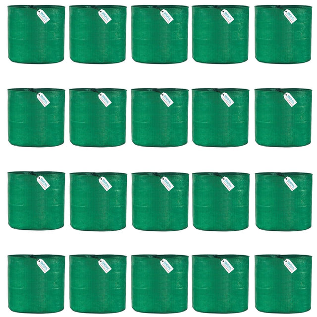 12x18 HDPE UV-protected round grow bags, pack of 20. Green color, perfect for terrace and vegetable gardening. Durable for robust plant growth. - Singhal Mart