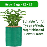 12x18 HDPE UV-protected round grow bags, pack of 20. Green color, perfect for terrace and vegetable gardening. Durable for robust plant growth. - Singhal Mart