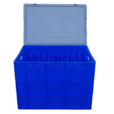 SINGHAL Blue Plastic Crate with Lid 600x400x425 MM, Heavy Duty Multipurpose Portable Storage Basket for Vegetables, Fruits, Milk & Large Items